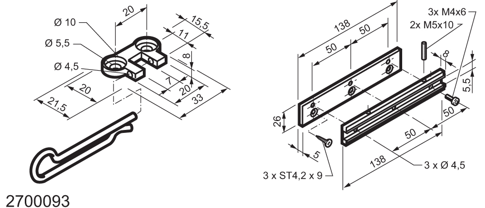 Kit universal para aplicaciones en las ventanas con bisagras MANERA Mingardi