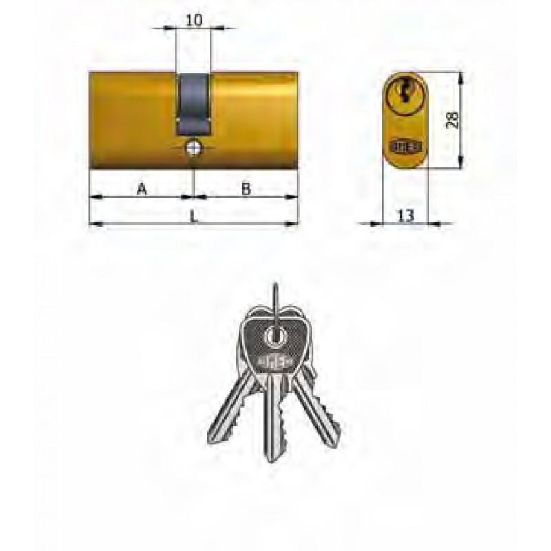 Art.140 / 08 Omec; Cilindro doble de latón oval (5 pernos)