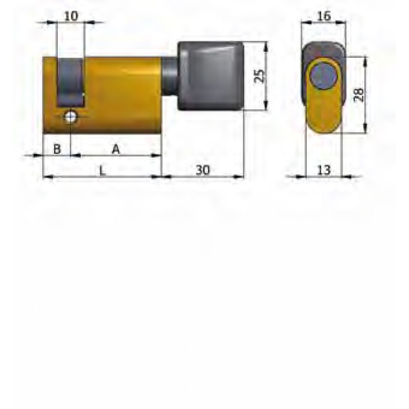 Art.144 / 04 Omec; La mitad cilindro con pomo de latón Oval