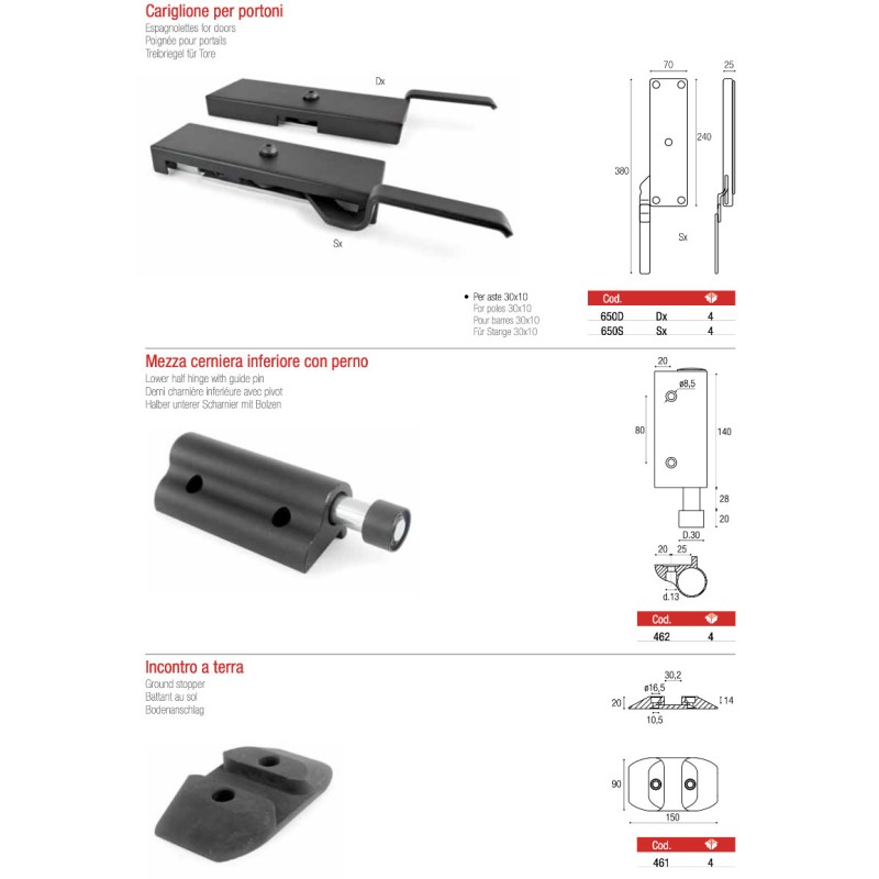 Accesorios para Puertas Plegables Brevetti Adem Bisagras Carros Guías