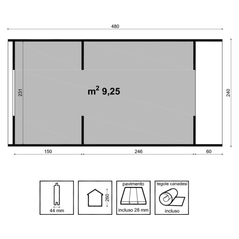 Camping Pod en Madera de Abeto para Acampar 240x480 cm