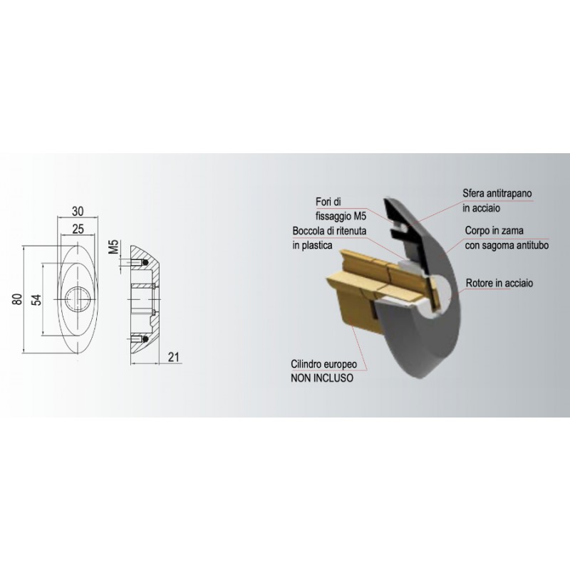 Defender para Barandillas Zamak con Bola Acero Antitaladro