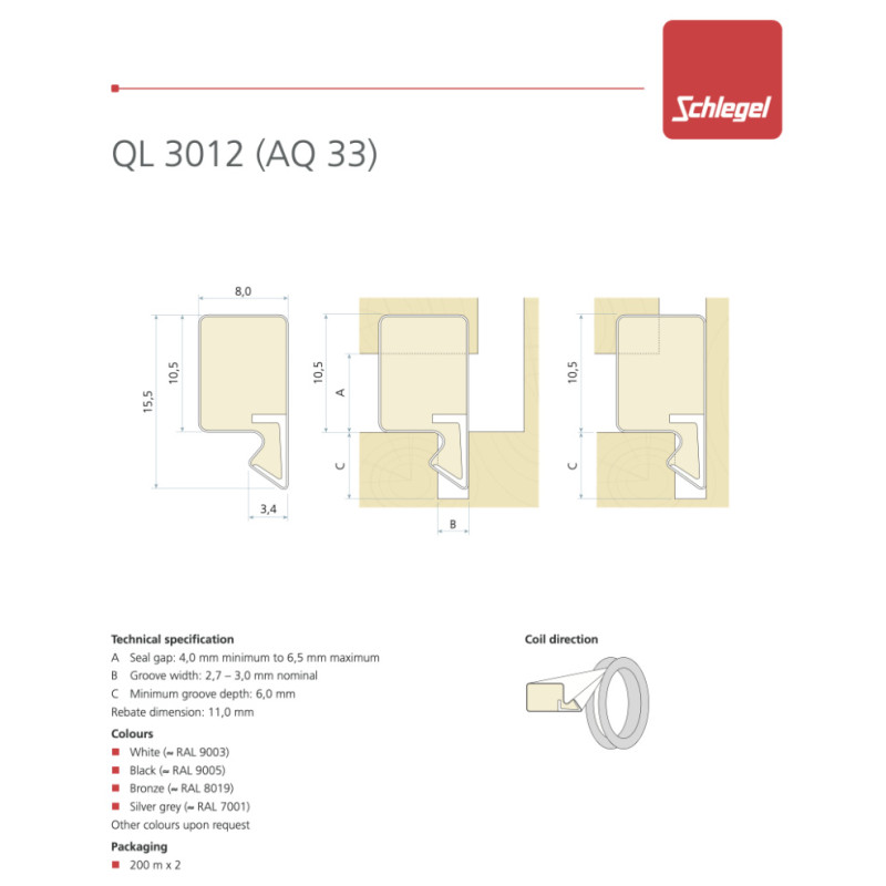 Junta Schlegel QL 3012 para Ventanas de Madera