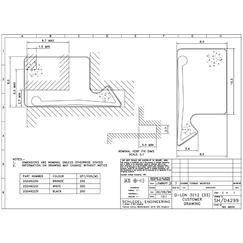 Junta Schlegel QL 3012 para Ventanas de Madera Excelente Sellado