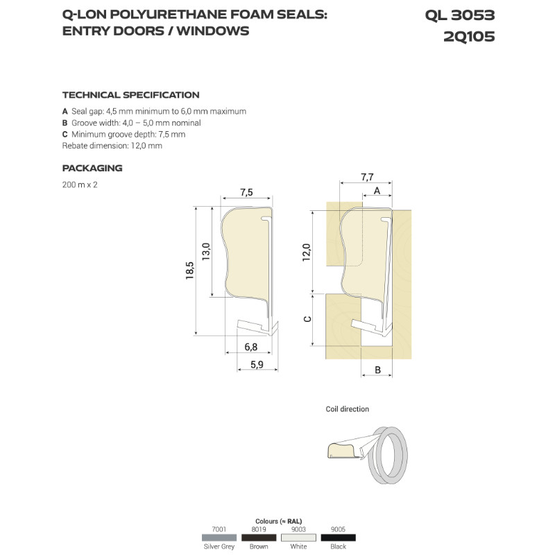 Junta Schlegel QL 3053 de Espuma Poliuretano para Ventanas