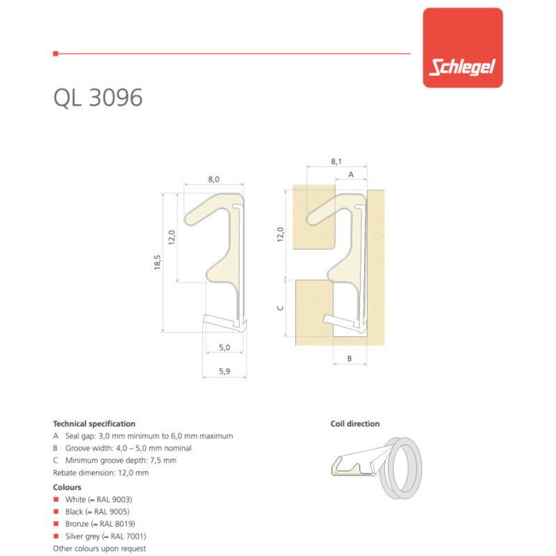 Junta Schlegel QL 3096 para Puertas y Ventanas de Madera