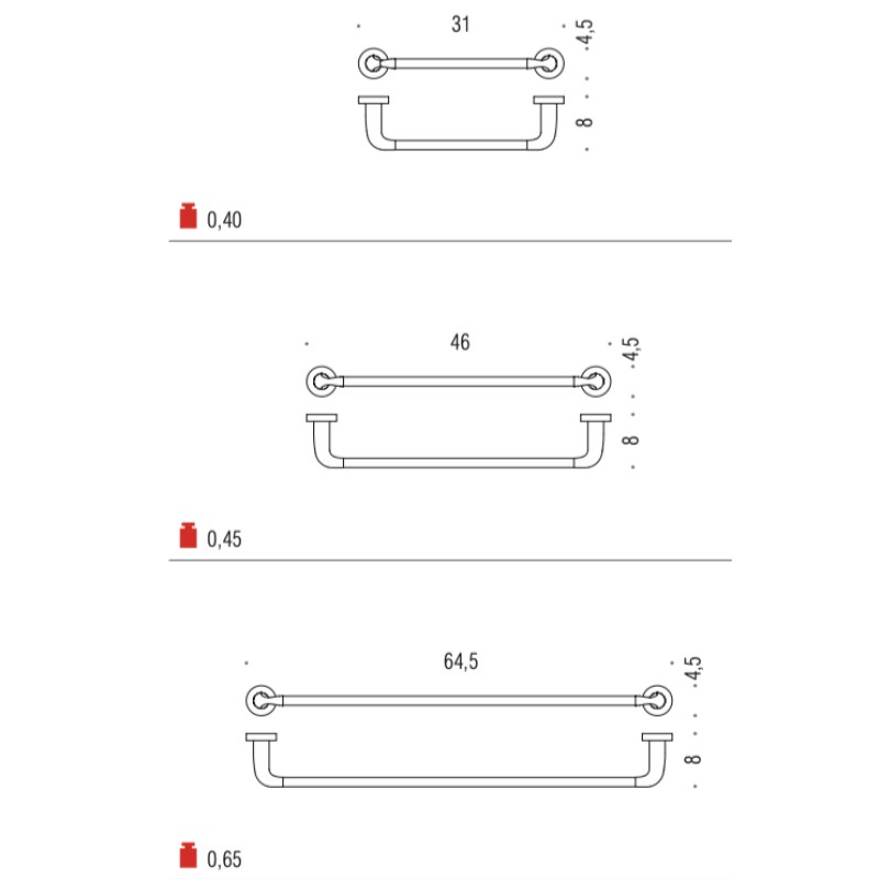 Toallero de Baño Colombo Design Basic Varios Tamaños