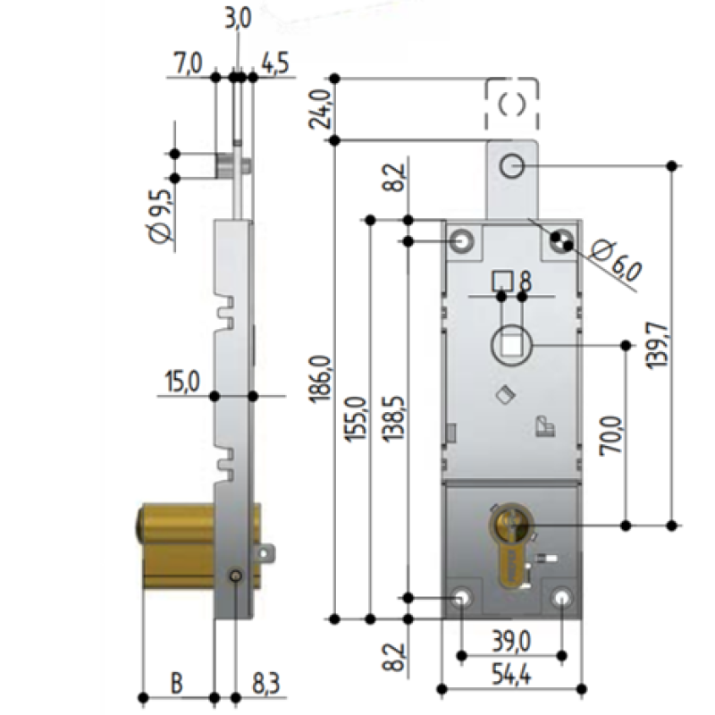 Cerradura para Basculantes Sin Cilindro Prefer B561.081Z.0000