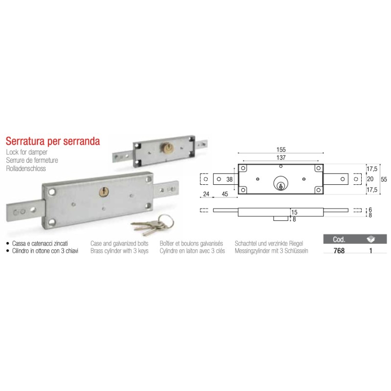 Cerradura de Persiana Brevetti Adem 768