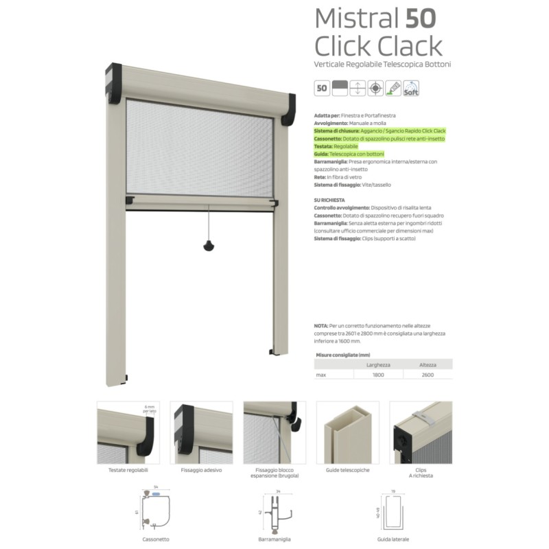 Mosquitera Mistral Rami Vertical para Ventana Click Clak Telescópica Regulable